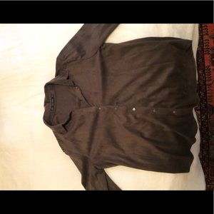 Brown velvety button down